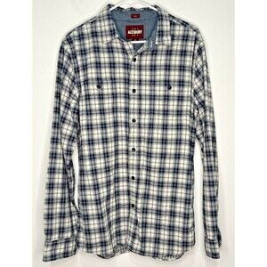 Alesbury Slim Men's Shirt Button Front Blue White Size Medium Tall